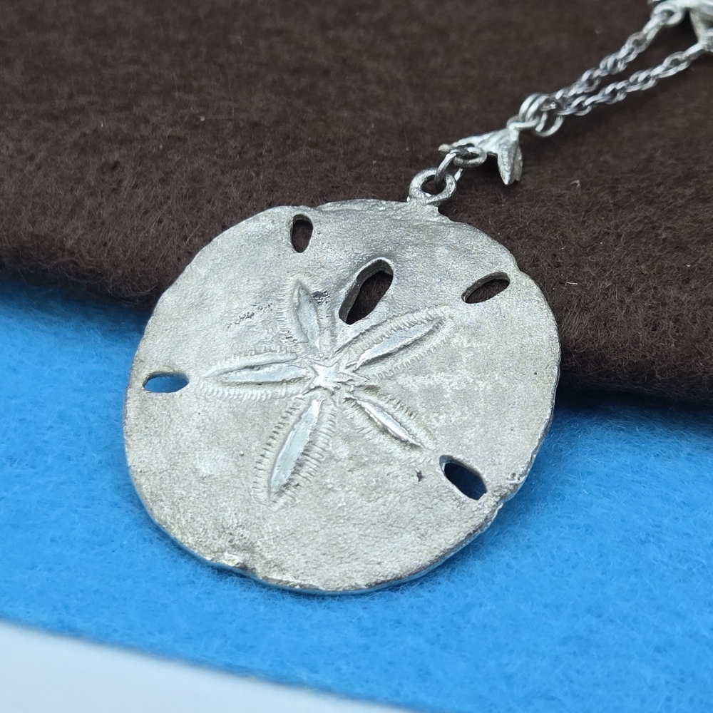 JC Ferrera Sterling Silver Sand Dollar Pendant Dove Chain Necklace Vintage - Picture 4 of 6